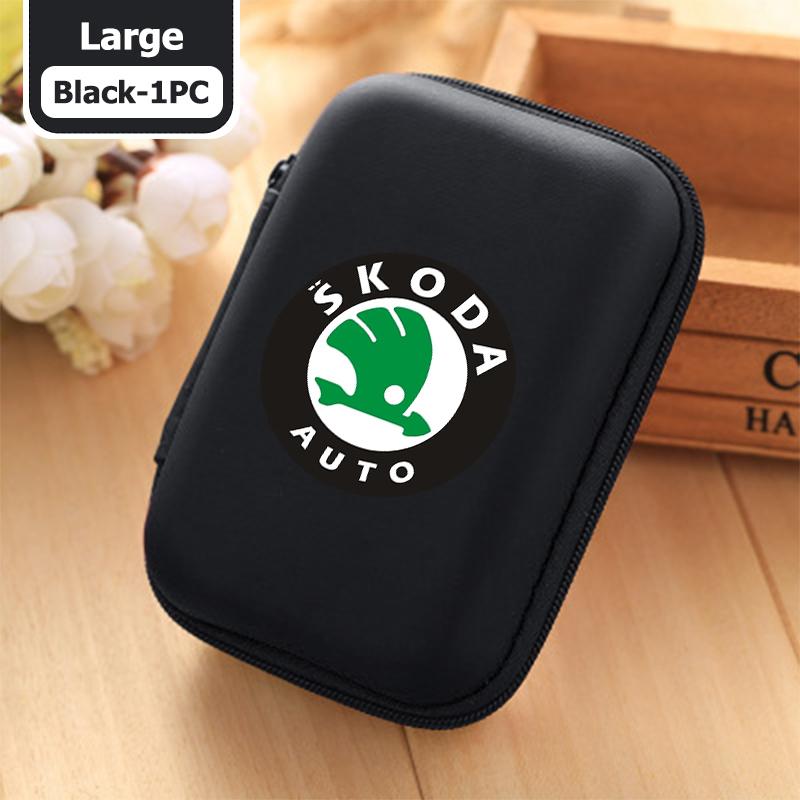 AAABR1 For Skoda Portable Mini Car Earphone Data Cable Charger Storage Bag Accessories Kodiaq Fabia Kamiq Karoq Octavia 2 3 Rapid Scala