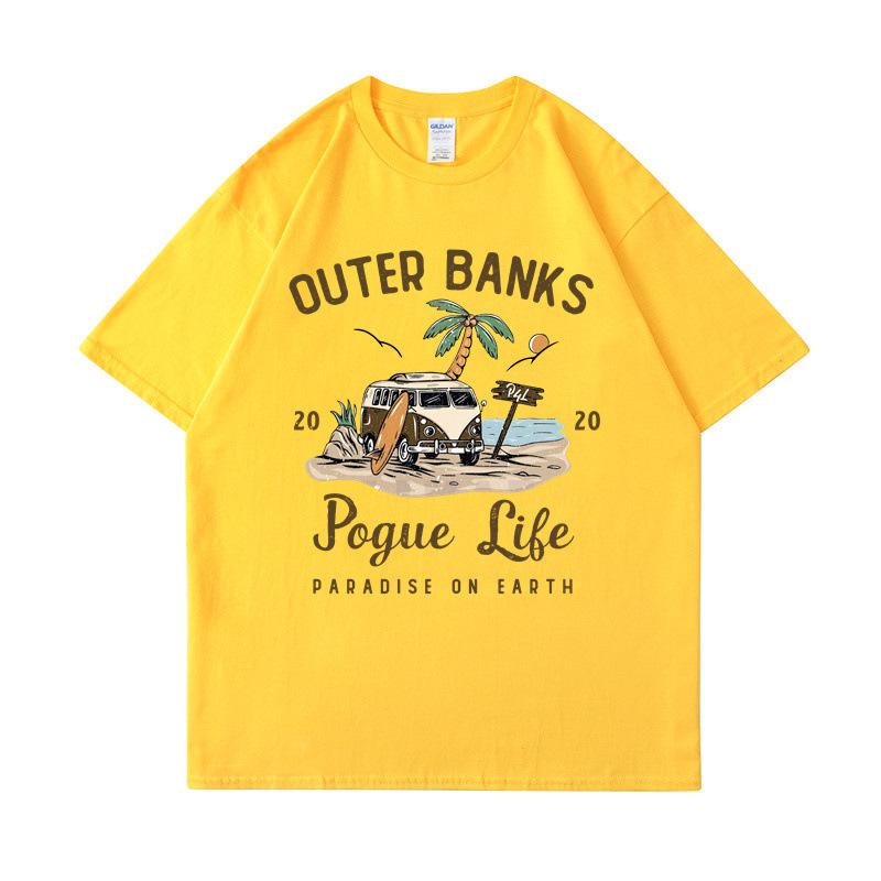 Модная футболка с принтом Outer Banks, футболка Pogue Life John B, Рай на Земле, Северная Каролина, Графические хлопковые топы Pouge