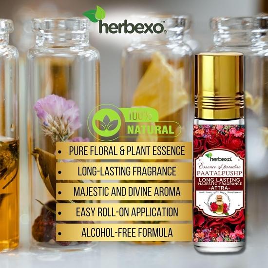Herbexo Pure Rose Attar Парфюмированное масло - Оригинальная роза Ittarr - Натуральная цветочная эссенция - Без спирта Shudh Gulaab Itra - Роскошный божественный аромат