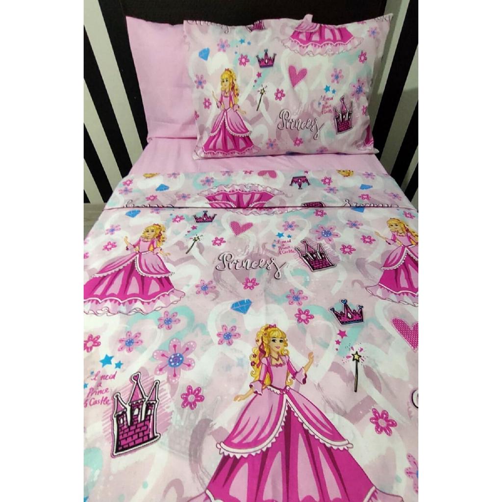 Одинарный комплект пододеяльников с эластичными простынями, принцесса, 4 предмета