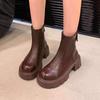 Platform Short Boots Women's 2025 New Soft-soled British Style Thin Boots Single Boots Autumn and Winter Small Martin Boots Women