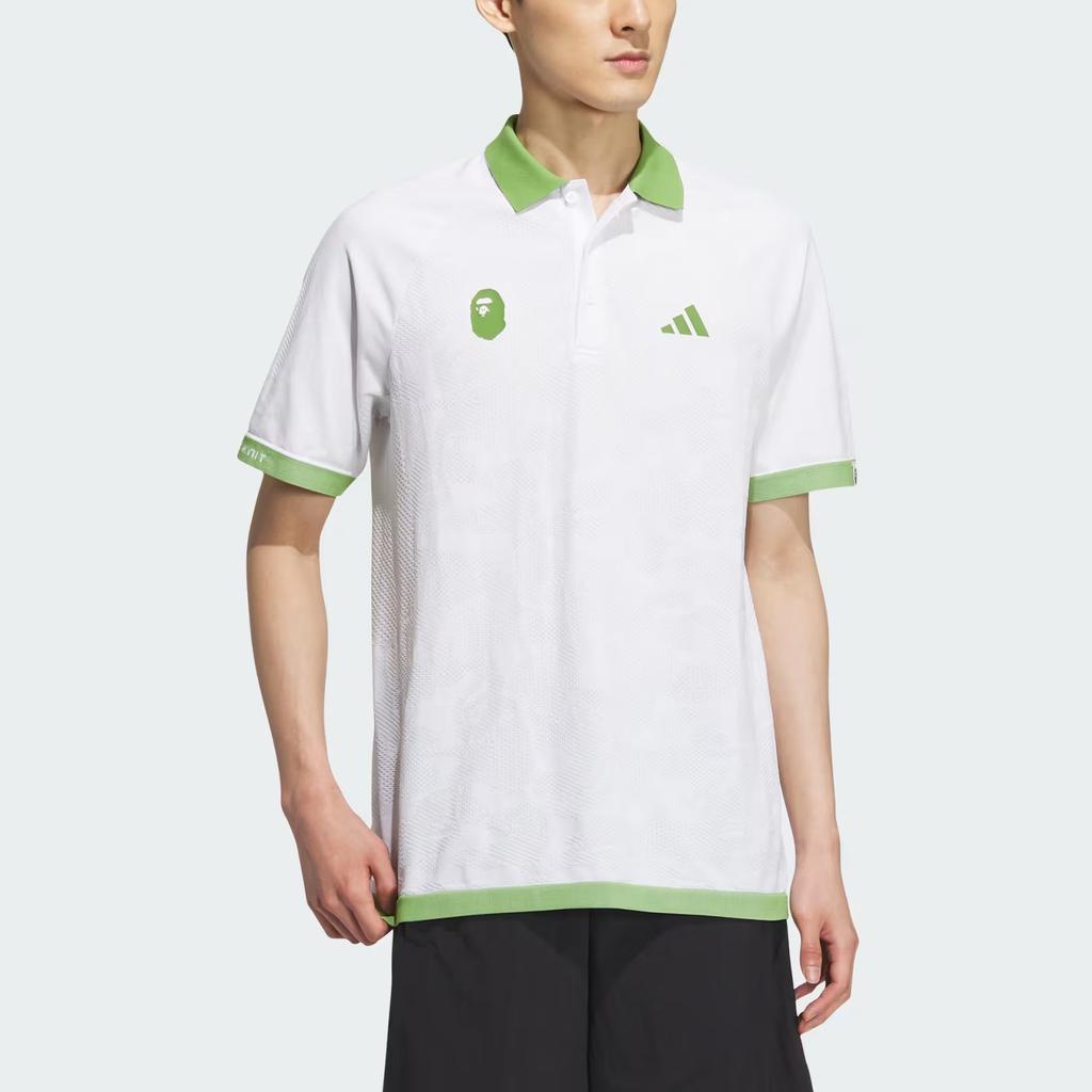 Белая мужская рубашка-поло свободного покроя BAPE x adidas Golf IQ3680