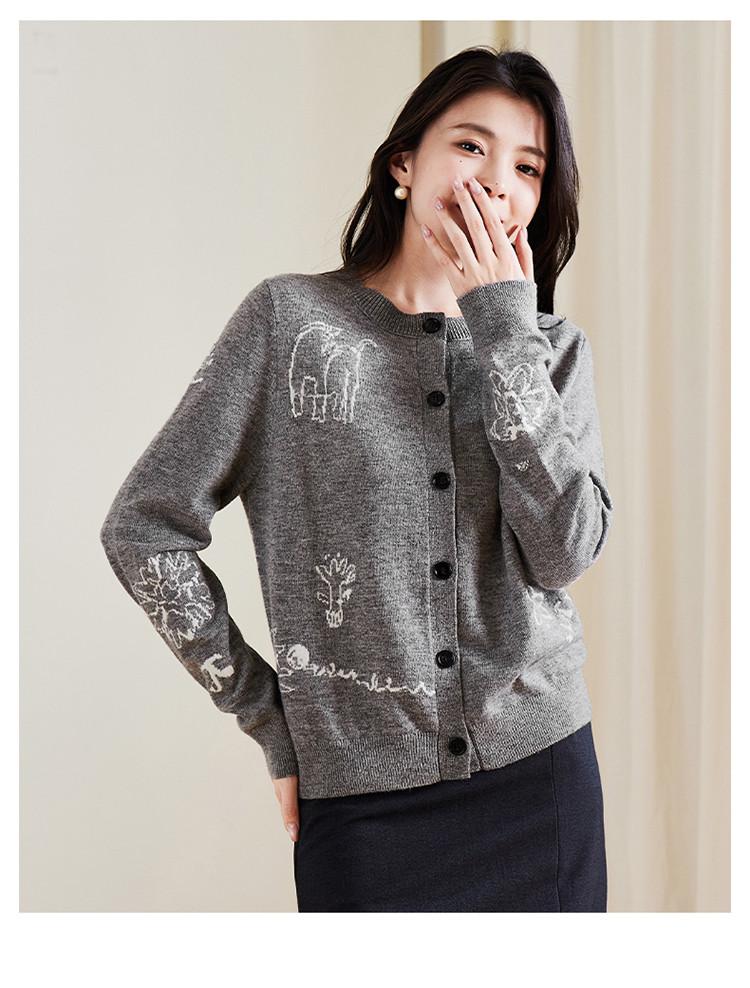 Small Niche Design Jacquard Knitted Cardigan Jacket for Women in Autumn 2025
