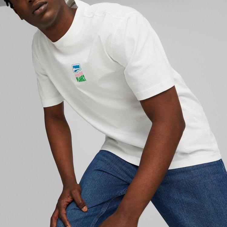 Puma American Vintage Letter Print Crew Neck Short Sleeve T-Shirt Men Tops White 620744-52