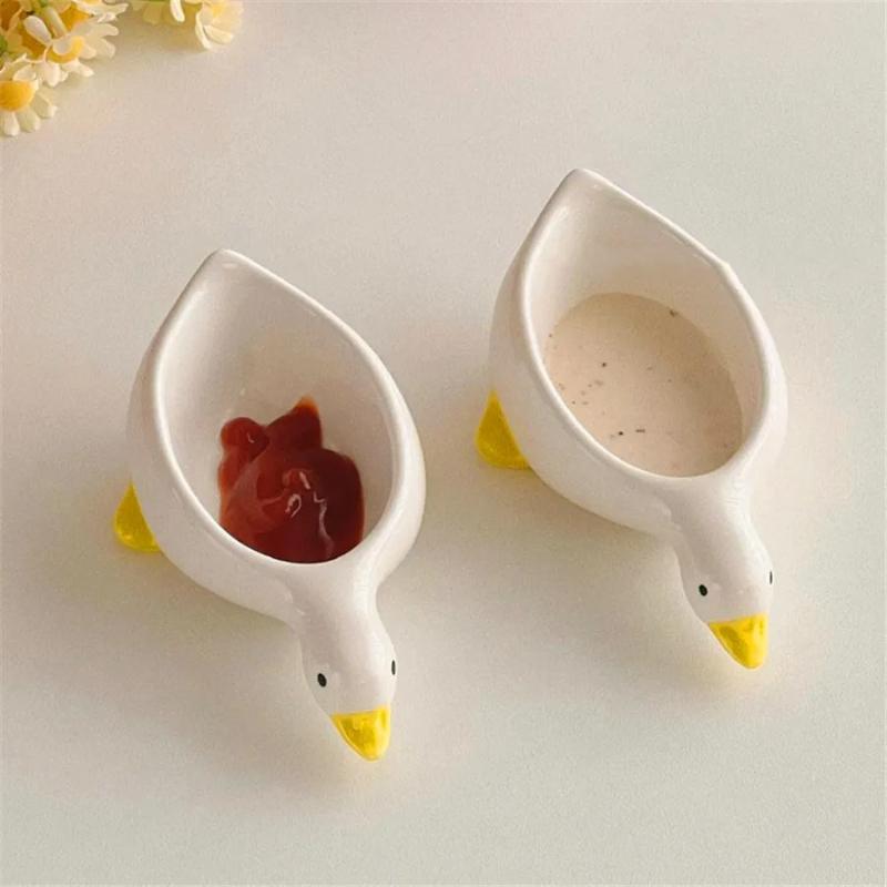 1pc Dip Dish Drinking Duck Cute Flavor Plate Household Seasoning Bowl Ceramic Tableware Sauce Vinegar Dipping Dish