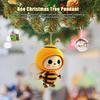Cartoon Bee Pendant Double-Sided Print Acrylic Craft Handmade Cute Yellow Bee Christmas Tree Ornament