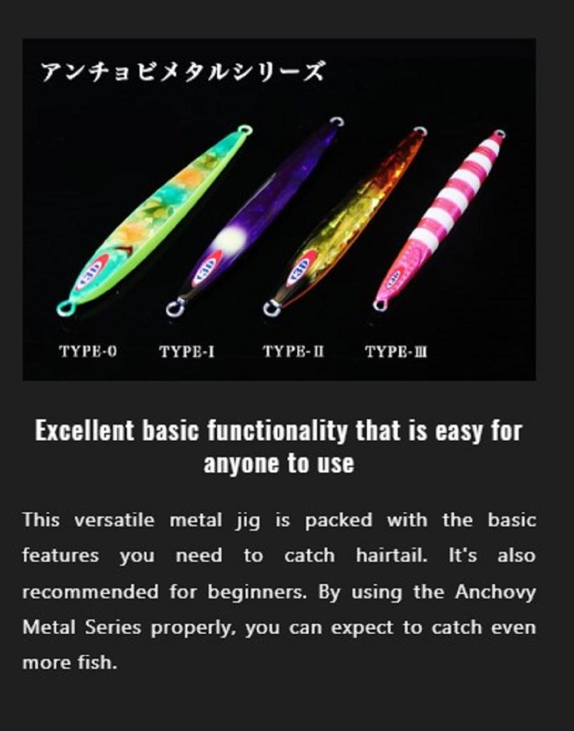 Jackall Metal Jig Anchovy Type 0 Flush Fall 80g Chart Glow Stripe (7493)