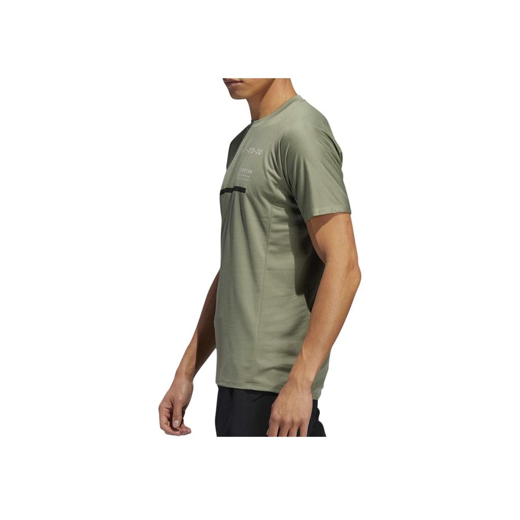 Adidas Solid Color Breathable Round Neck Sports Short Sleeve T-Shirt Men Tops Green FK8990