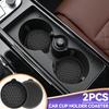 2pcs Car Cup Coaster Universal Non-Slip Insert Water Cup Holders Pads Mat Interior Accessories For Perfectly For Most Cups Black