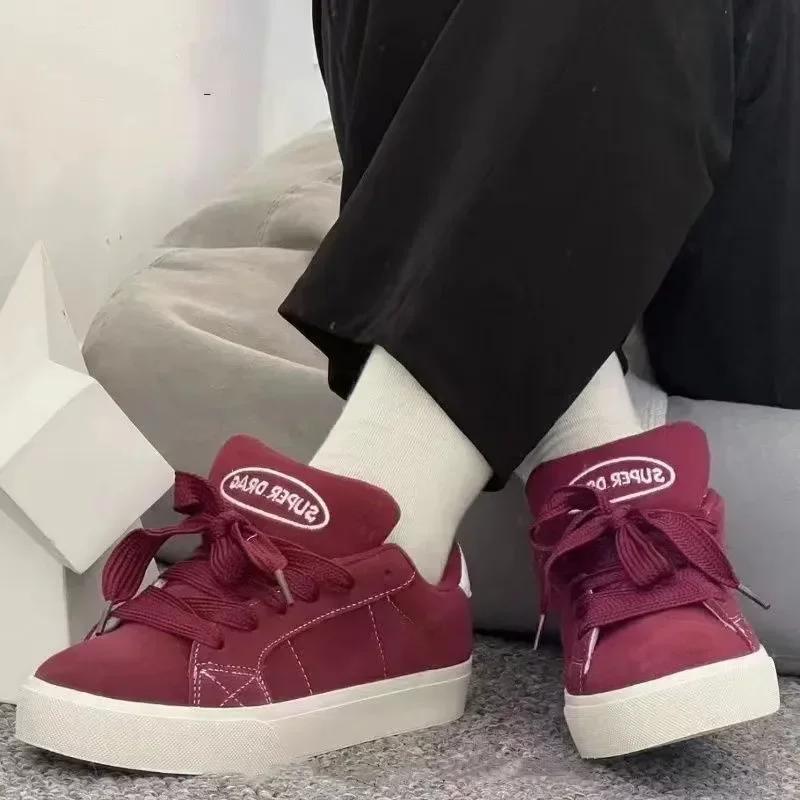Women Lace Up Chunky Platform Sneakers Street Skate Vulcanized Casual Shoes