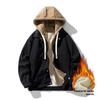Couple's Corduroy Hooded Jacket with Thick Velvet for Autumn and Winter Men's Fake Two-piece Hoodie Jacket