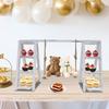 3-Tier A-Shaped Cupcake Stand, White Wooden Serving Tray with Removable Swing Plates, Countertop Display Ladder for Desserts