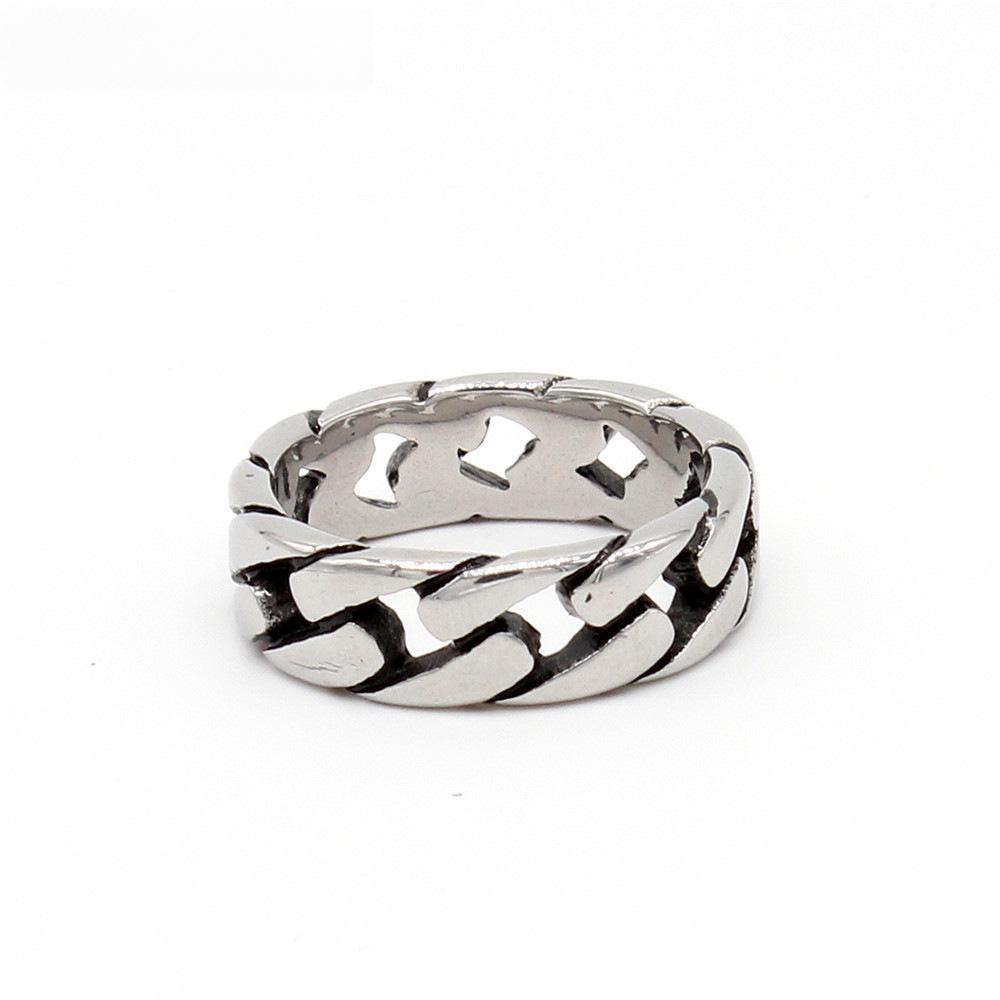 R0539-NK02 European & American Retro Car Chain Men's Titanium Steel Ring