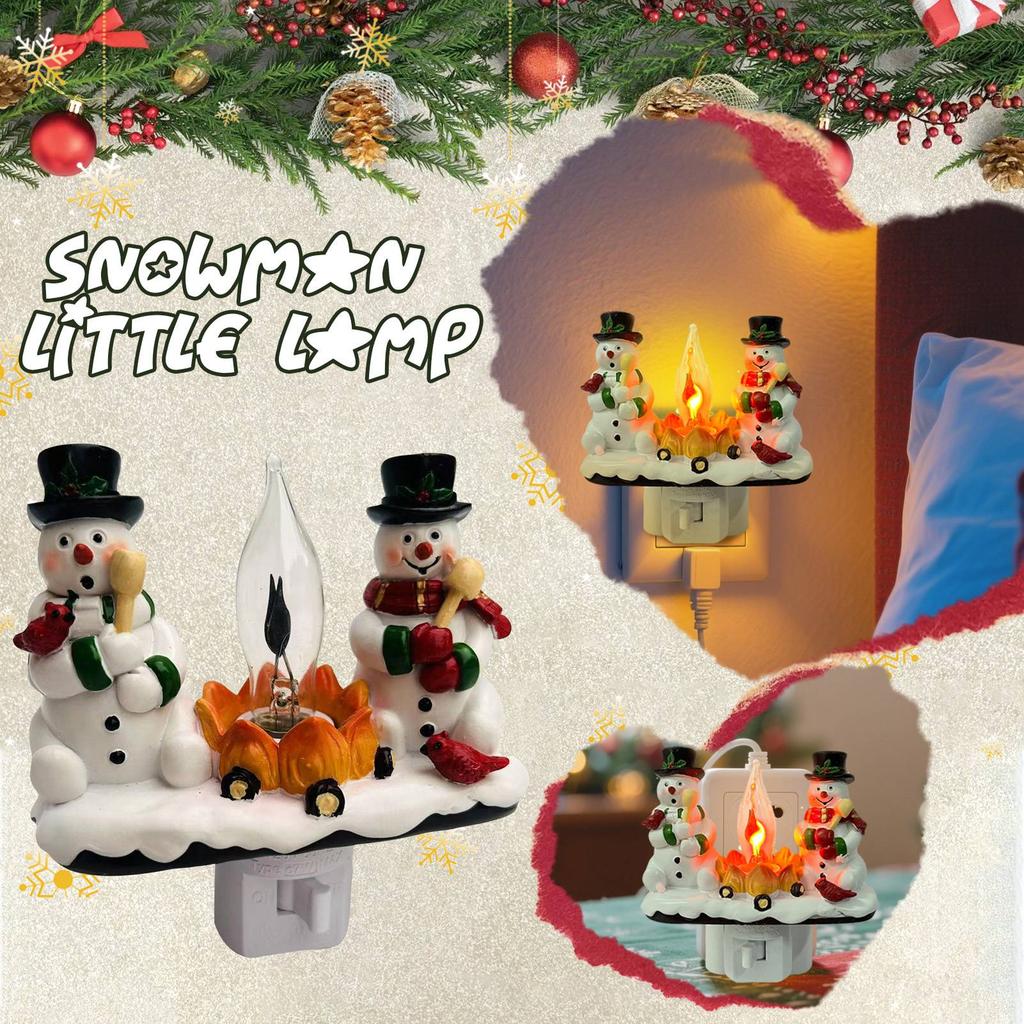 Christmas Night Light, 3D Christmas Snowman Nightlight, Christmas Eve Flickering Night Light Gifts For Family, 120V Plug-in Powered For Festiv