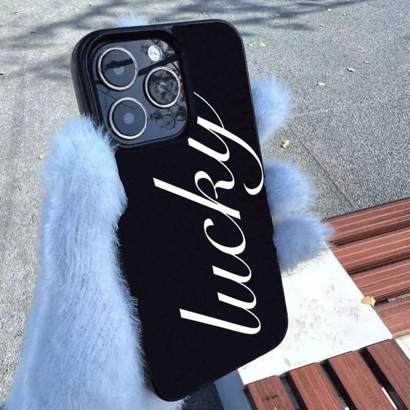 Минималистичный чехол для телефона с английским узором на удачу Для iPhone 17 16 Pro Max 15 14 13 12 11 Pro Max 16E 17 Air XR XS 7 8 Plus Мягкий чехол