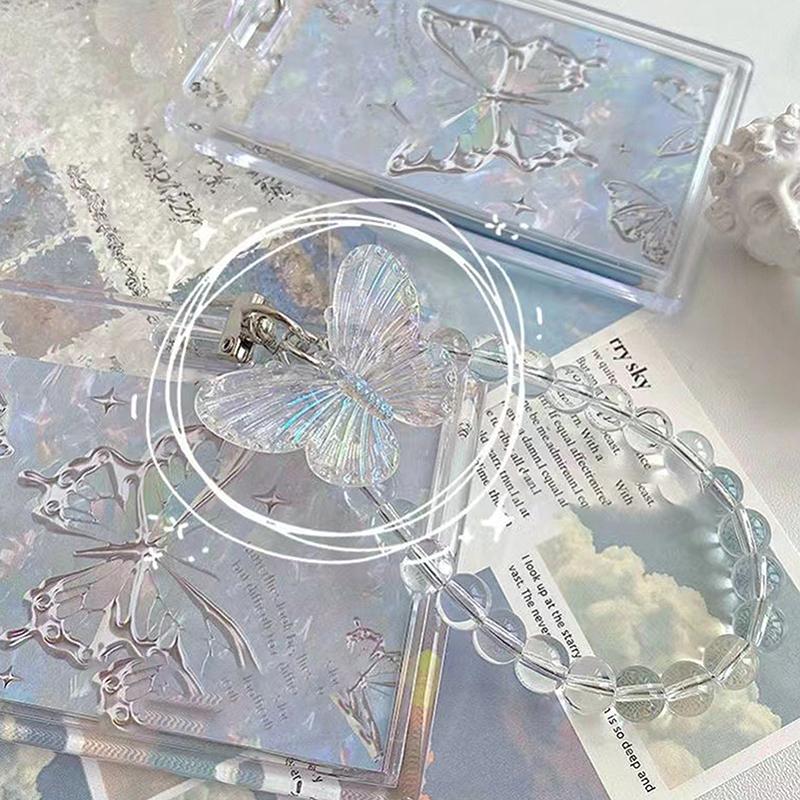 Butterfly Acrylic Card Holder Photocard Holder Credit Id Bank Card Protective Case Keychain Pendant