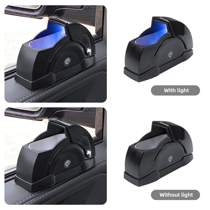 For Alfa Romeo Car Door Ashtray LED Light Ashtray Case For Alfa Romeo 4C 159 Spider Giulia Giulietta 156 Mito Car Flame Retardan