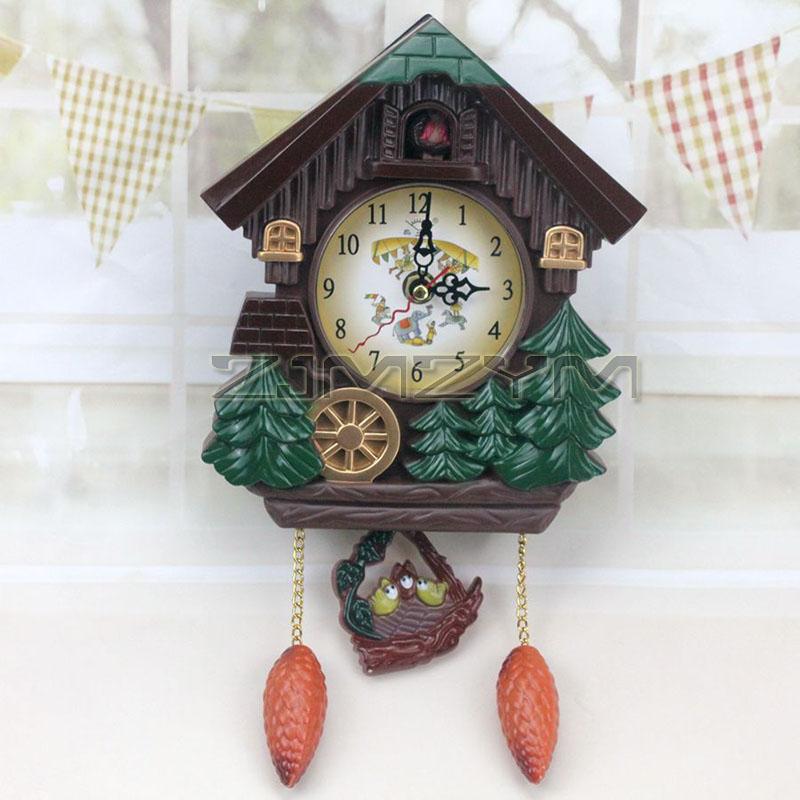 6 Inch Cuckoo Bird Wall Clock Creative Cartoon Decorative Clock Music Cuckoo Bird House Wall Clock With Pendulum For Home Decor