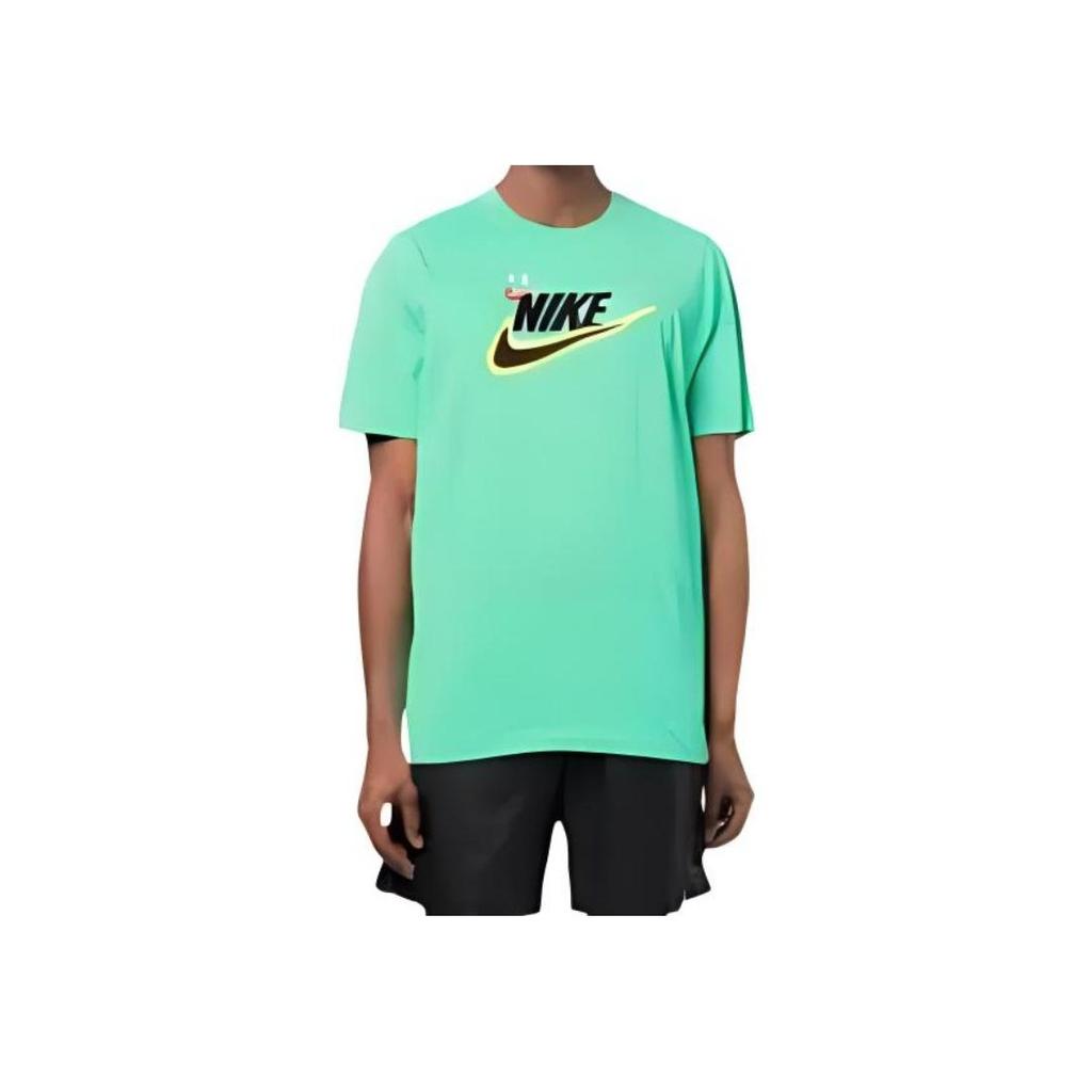 Nike Printed Logo Crew Neck Casual Short Sleeve T-Shirt With Drop Shoulders Kids Tops Green HF6295-324