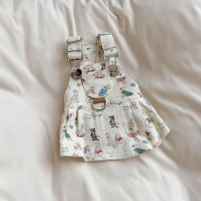 Pet Clothes Dog Spring and Summer Strap Skirt Can Be Towed Small Dog Yorkshire Than the Bear Maltese Fiber Cute
