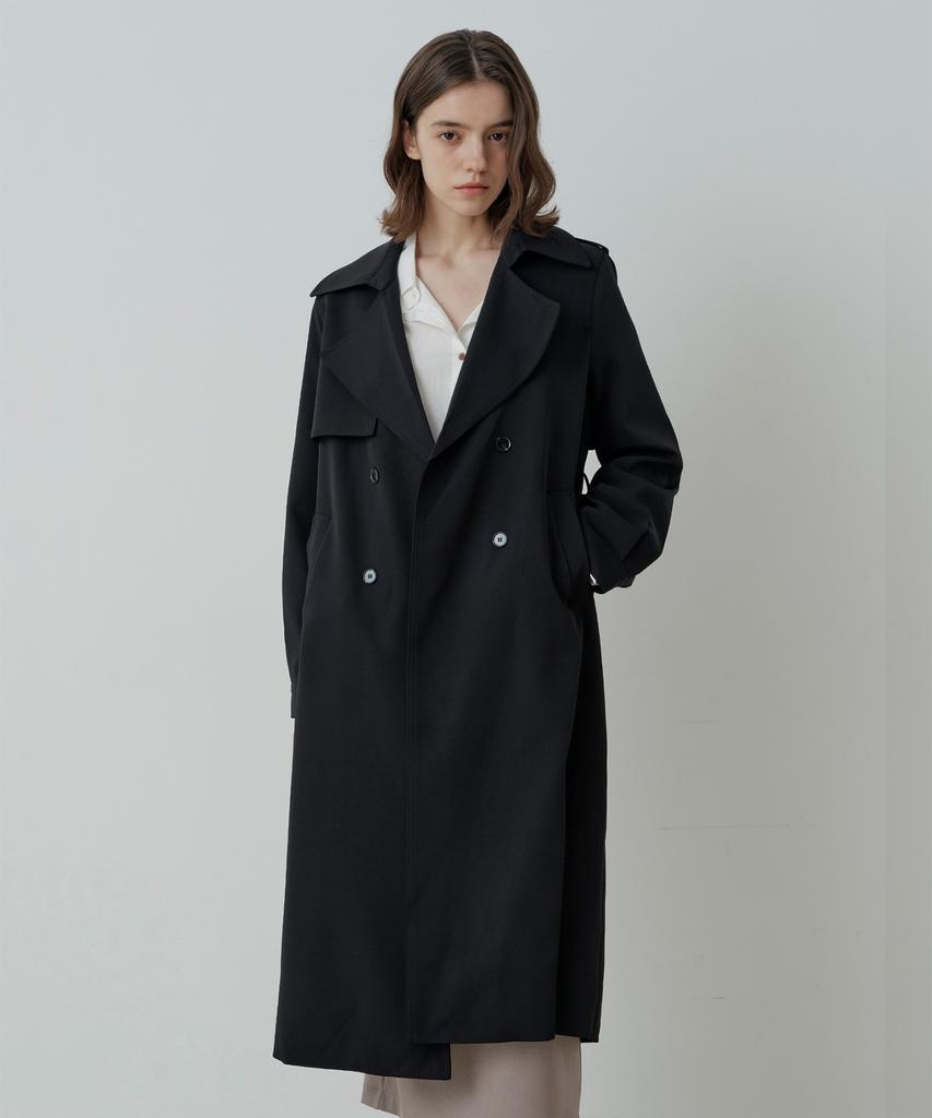 LE STUDIO London Double Long Trench Coat (Bk)