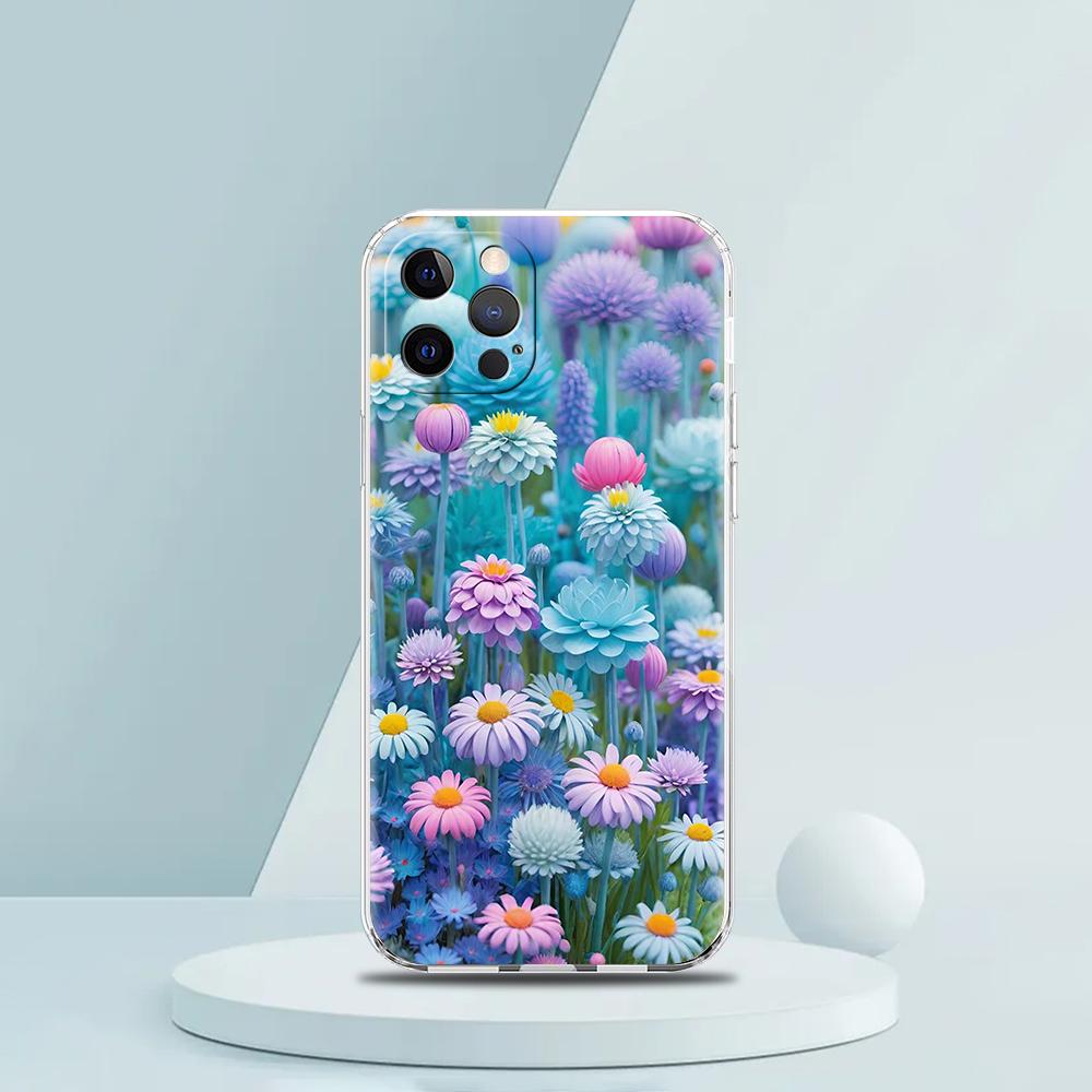 Мягкий прозрачный чехол-бампер из ТПУ для iPhone 16 15 14 13 12 11 Pro Max XR 8 7 Plus XR Чехол Сумки с рисунком Маленькие Цветы Звезды