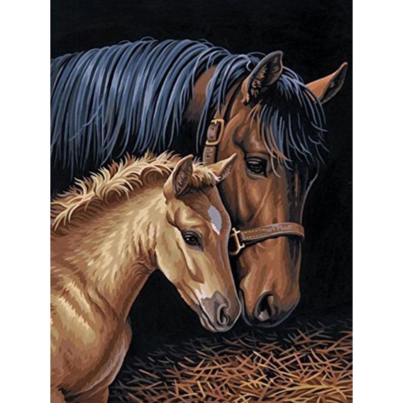 5D DIY Diamond Painting Animals Horse Cross Stitch Kit Full Round Drill Embroidery Mosaic Art Picture of Rhinestones Decor Gift