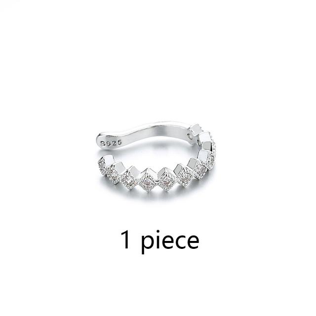 ANENJERY Геометрические многослойные цирконовые волнистые серьги-клипсы для женщин, крутые клипсы-крючки без ушных отверстий, вечерние ювелирные изделия, манжеты для ушей