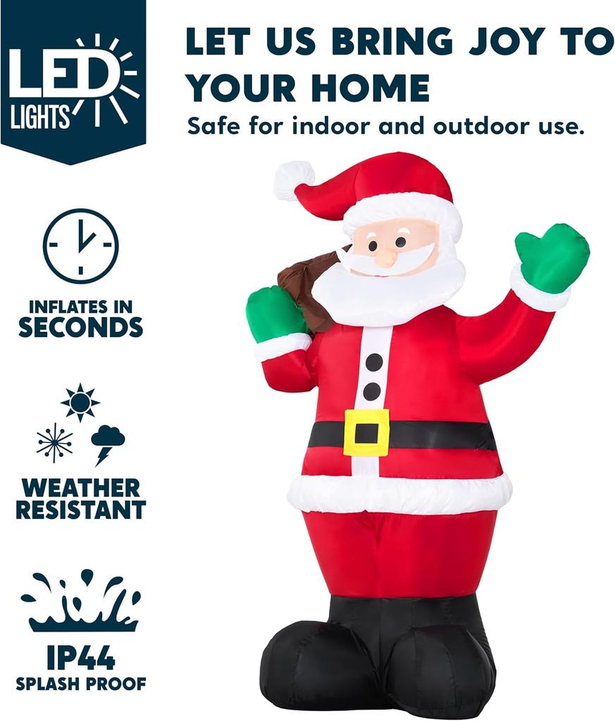 JOYFY 6 футов Рождественский надувной Санта с мешком подарков Надувные рождественские украшения для рождественского двора сада газона зимние украшения