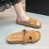 Slippers Women's Flat Bottom Spring and Summer New Soft Bottom Outer Wear Open-toed Beach Slippers Outer Wear Horizontal Slippers