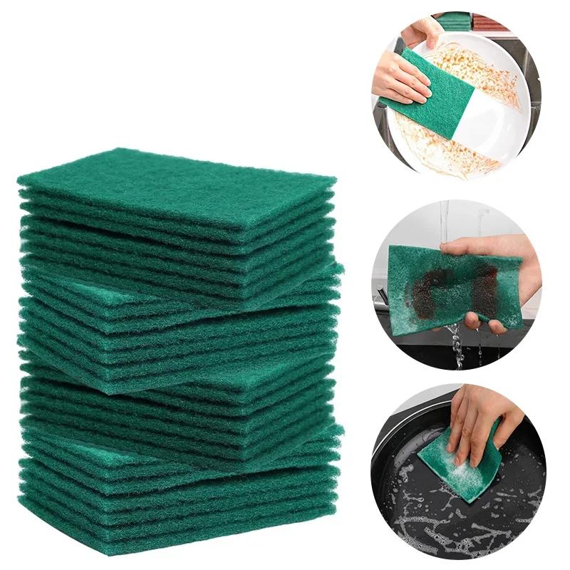 Многоразовая зеленая губка для мытья посуды, двухсторонняя кухонная губка, сверхпрочная, удаление масла, не царапающая, для мытья посуды, кастрюль, экологичная
