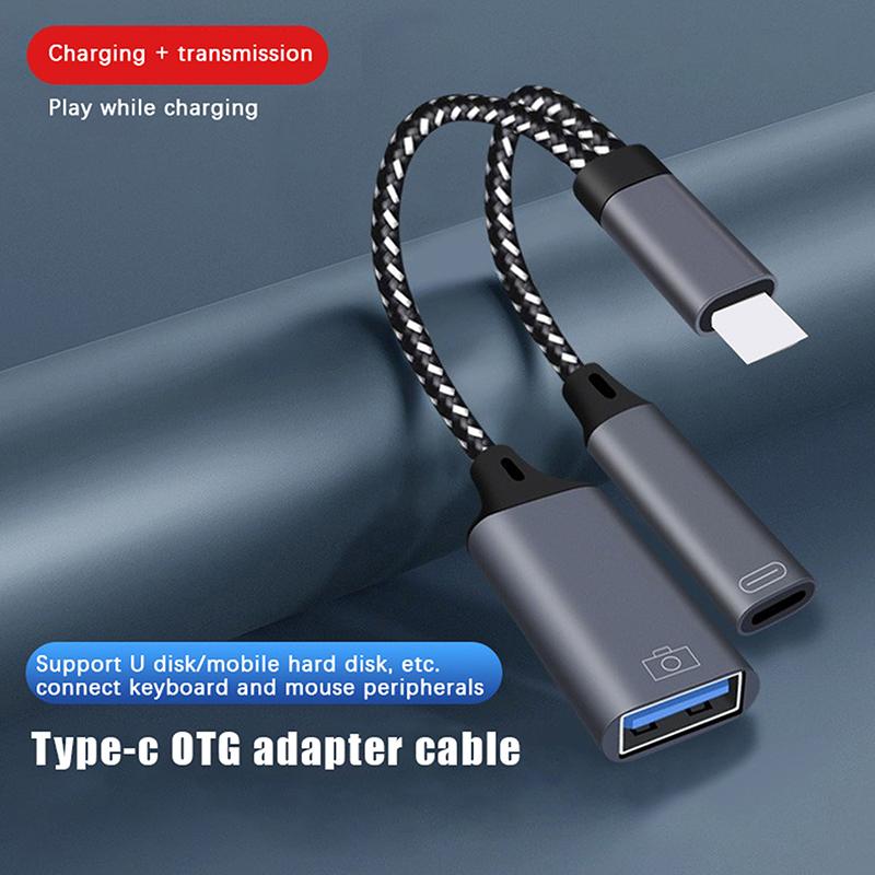 Usb C Otg кабель телефонный адаптер 2 в 1 тип C к Usb A адаптер с портом зарядки Pd для телефона ноутбука планшета
