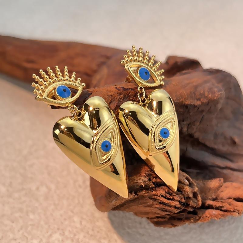 Модный подвеска-кулон 'Дьявольский глаз', серьги, ювелирные изделия из нержавеющей стали с золотым покрытием 18 карат, с капельным эмалированием