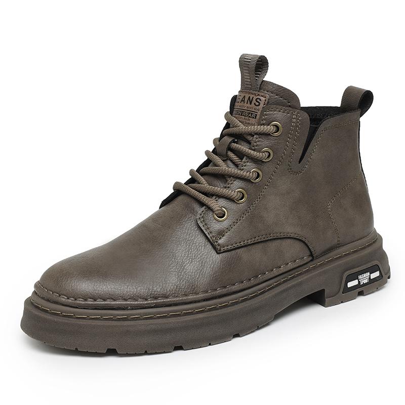 High Quality Men Casual Leather Outdoor Motorcycle Boot Vintage Flat Designer Round Toe Boots Punk Classic Cowhide High Top Shoe