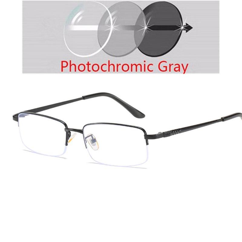 Metal Half Frame Prescription Eyeglasses Men Blue Light Blocking Nearsighted Glasses Male 0 -0.5 -0.75 -1.0 To -6.0