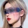 Rimless Sunglasses One Piece Lens Wrap Around Cyber Punk Futuristic Men Women Hip Hop Party Sun Glasses