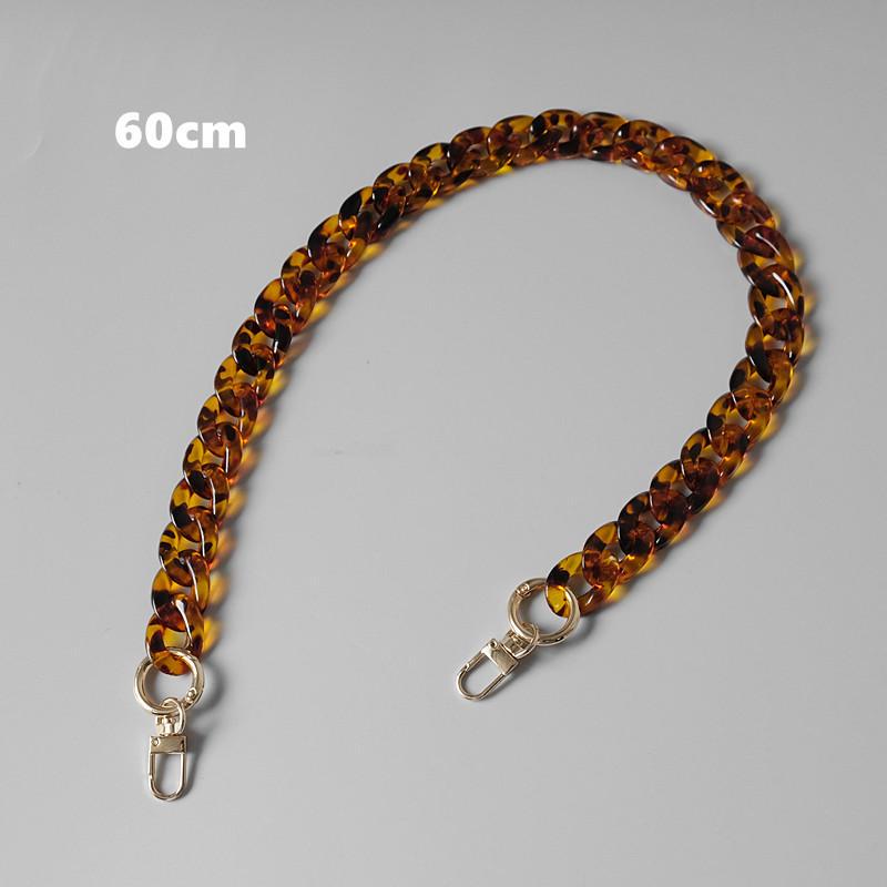 New Fashion Woman Handbag Accessory Chain Amber Leopard Acrylic Resin Chain Luxury Strap Women Clutch Shoulder Purse Chain
