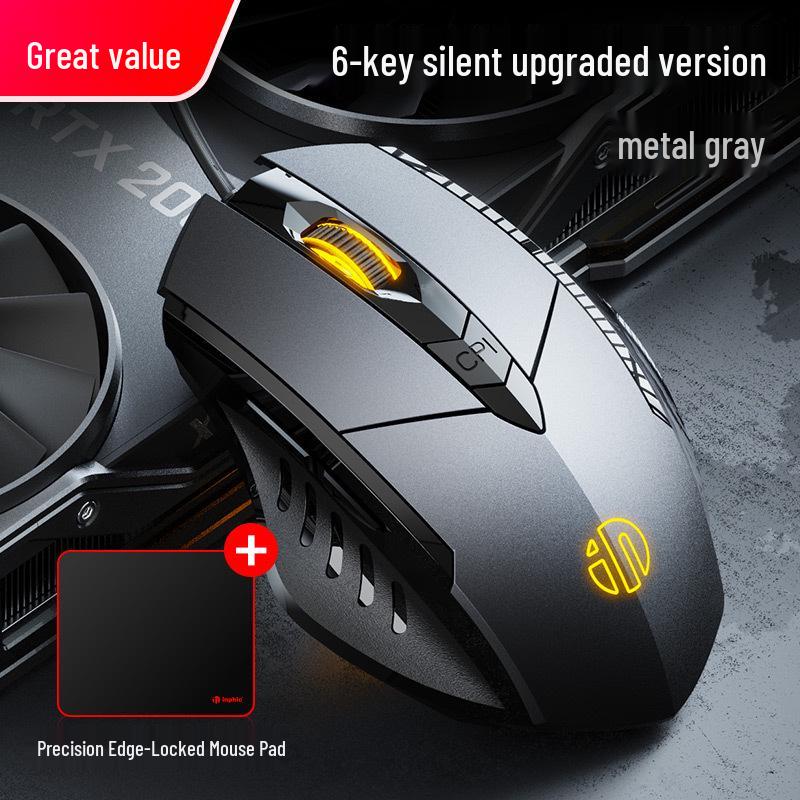 PW1 Silent Wired Gaming Mouse – Mechanical, Noiseless, for Boys & Girls, Compatible with Large Laptops & Office Computers