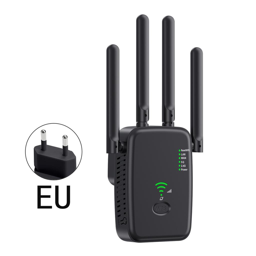 1200M WiFi Extender, Dual Band 5G/2.4G Signal Booster, Wireless Repeater for Home Router, US/EU Plug