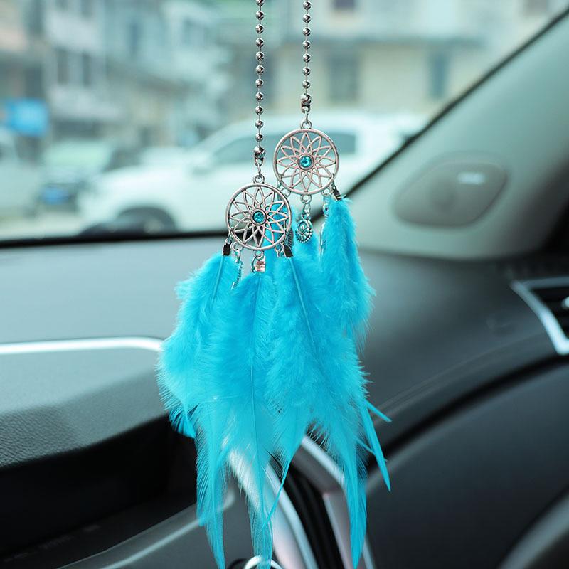 Dream Catcher Car Pendant Feather Mirror Pendant Home Decor Ornaments Car Interior Accessories Dream Catcher Feather Car Pendant
