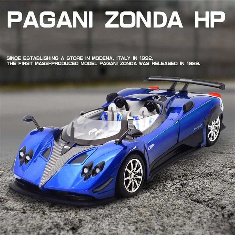 1/24 Pagani Zonda HP Barchetta Supercar Alloy Car Model Sound and Light Pull Back Children's Toy Collectibles Birthday Gift