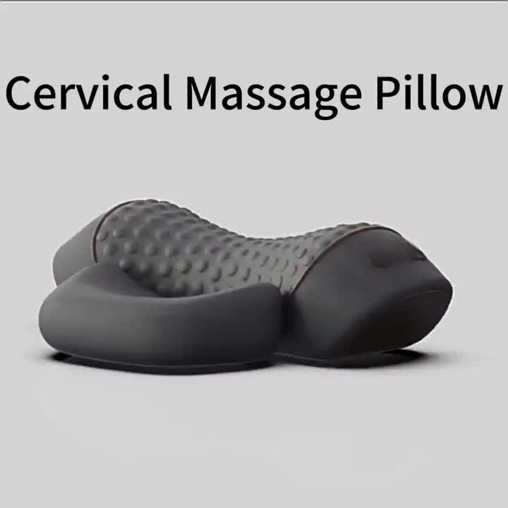 Подушка для шеи с подогревом, 3 режима вибрационного массажа, термостатический нагрев, серая, контурный дизайн для оптимального комфорта, терапевтическое средство для сна