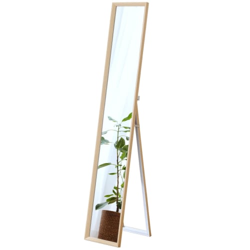 Doshisha Standing Mirror, Full-Length, 170cm Tall, 30cm Wide, Large, Fully Assembled, Shatterproof, Lightweight, Thin, Wooden Frame, Simple, Stylish,