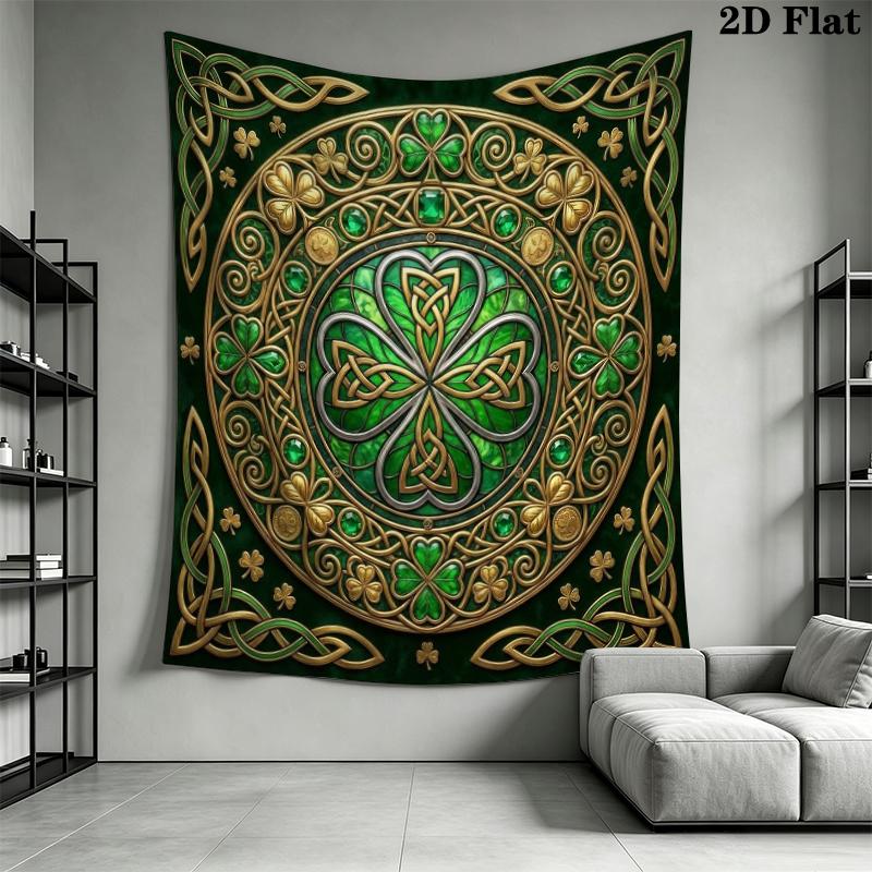 St. Patrick's Day Wall Tapestry Aesthetic Wall Hanging Printed Fabric Blanket Decorative Tapestries for Bedroom Living Room Home Decor