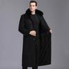 Winter Thick Cashmere Coat Men's Long Elderly Warm Plus Fleece Woolen Coat Real Fur Collar Loose Security Clothing