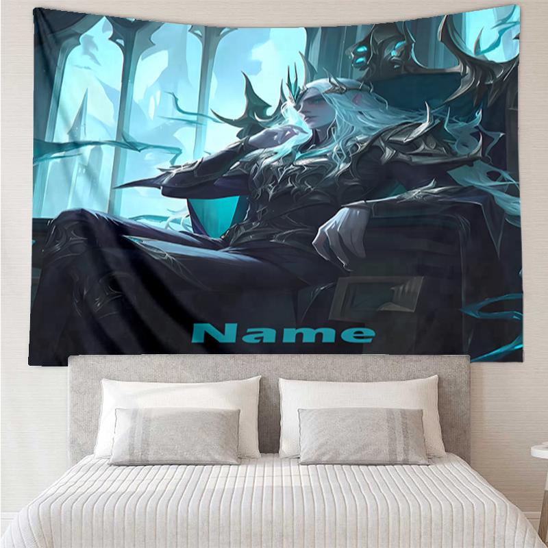 Custom Name League of Legends Print Tapestry, Backdrop, Easy Setup, Ideal for Bedroom, Office & Living Room, with Aesthetic Wall Hanging Decor.