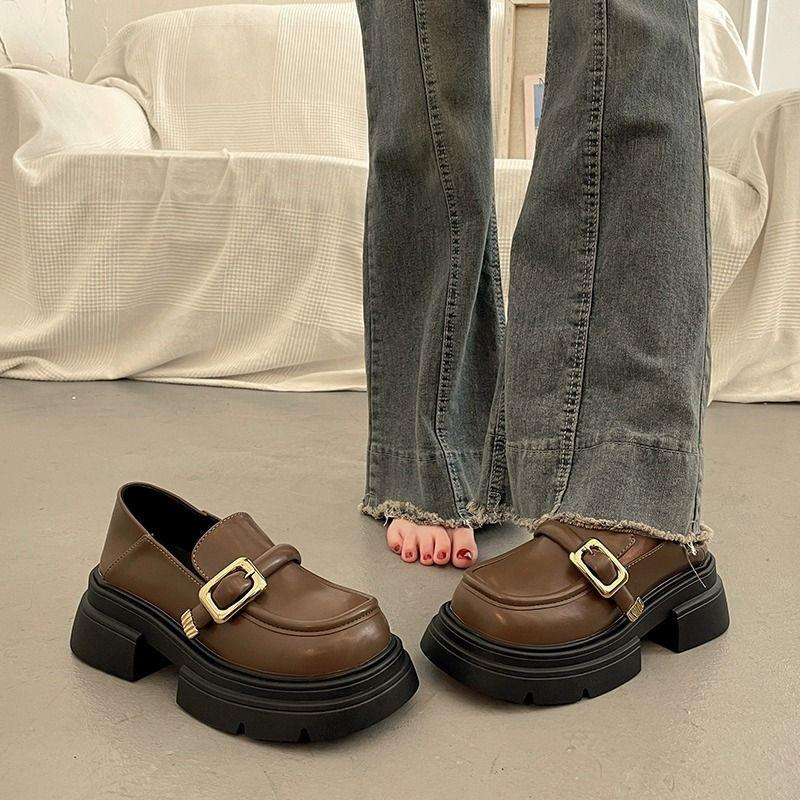 Женские туфли лоферы с круглым носком черные на среднем каблуке женские туфли лодочки весенние оптом шикарные и элегантные слипоны в корейском стиле 39