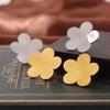French Court Style Five-petaled Flower Stud Earrings Titanium Steel Plated 18k Real Gold Niche Smooth Surface Design Geometric Flower Ear Jewelry