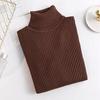 Women Bottom Sweater Turtleneck Long Sleeve Slim Fit Knitting Tops Solid Color Ribbed Tops Daily Wear