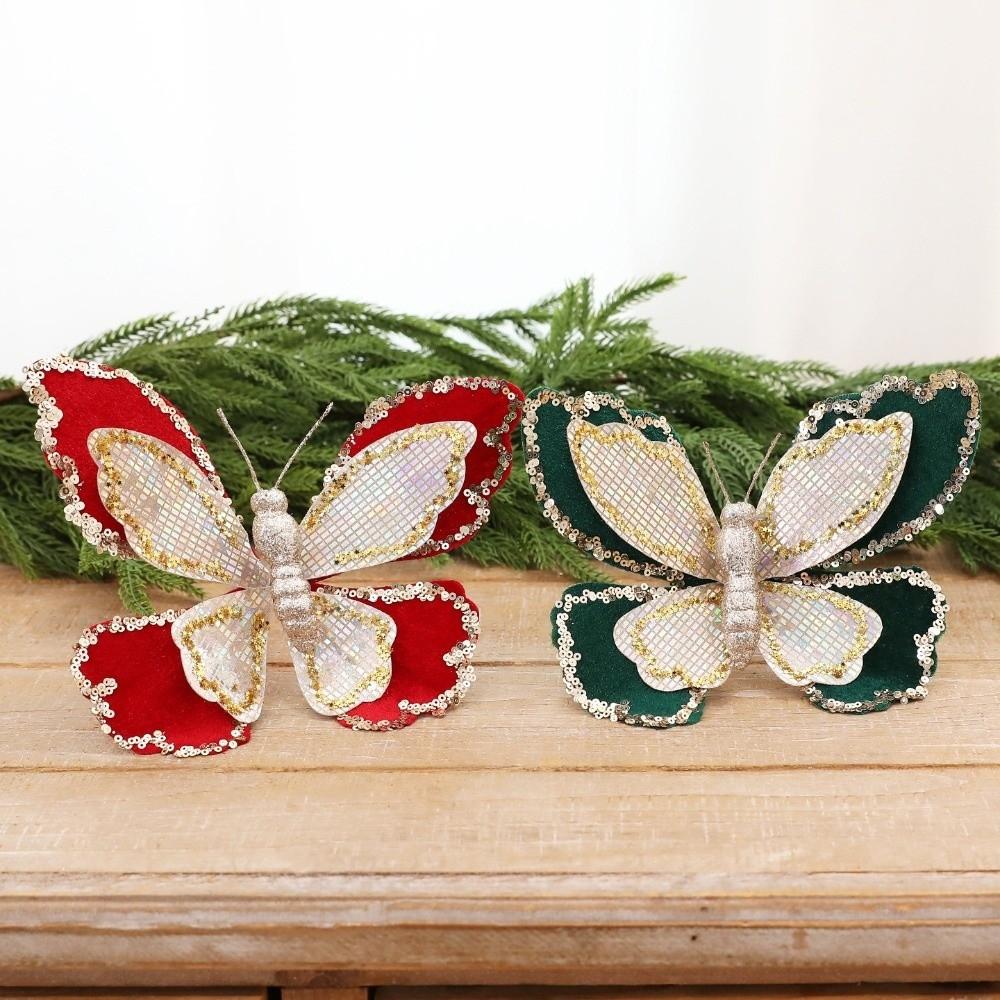 Hand-Painted DIY Butterfly Hanging Decor 3D Glitter Christmas Tree Decoration Party